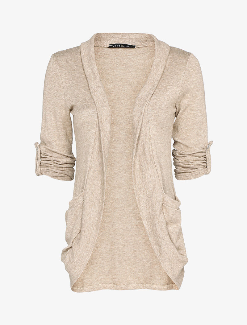 Gilet ouvert à manches rabattables - Taupe - 2