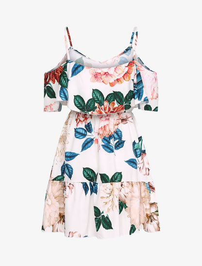 Robe à basques imprimé fleurs sauvages - Blanc - 2