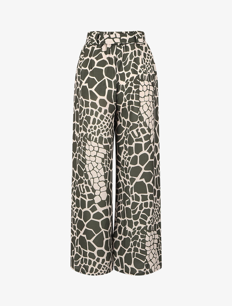 Jupe culotte à imprimé girafe - Kaki - 2