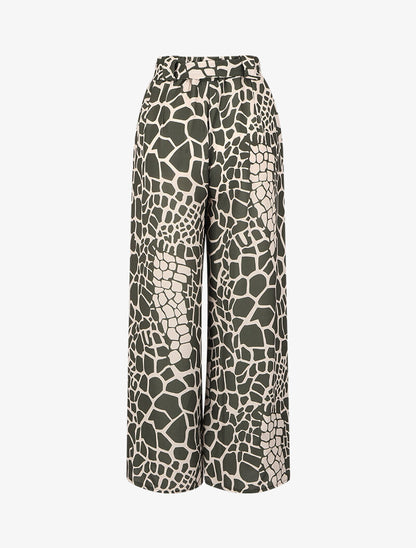 Jupe culotte à imprimé girafe - Kaki - 2
