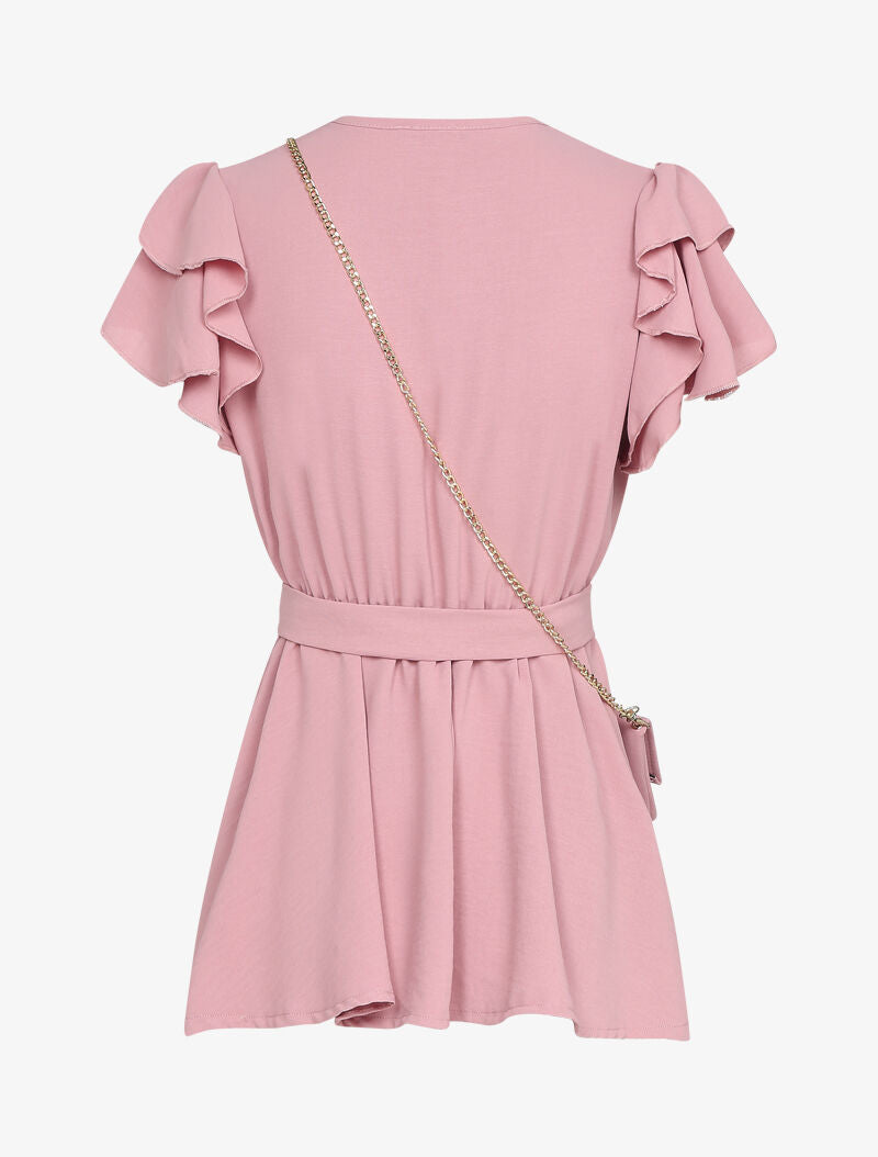 Top péplum avec pochette assortie - Rose - 2