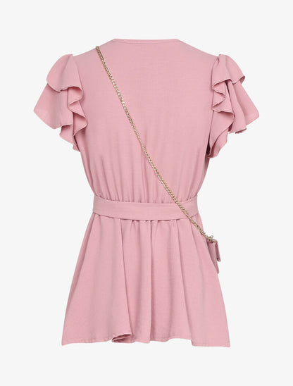 Top péplum avec pochette assortie - Rose - 2