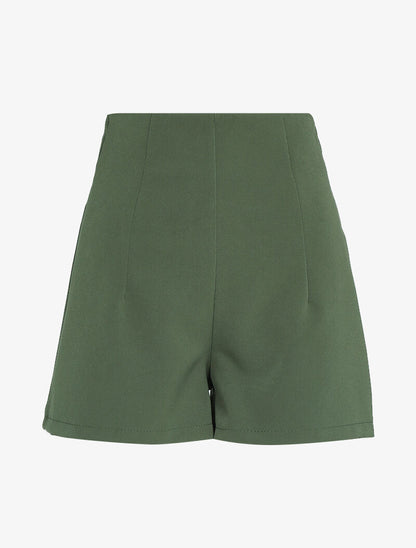 Short fluide à taille empire - Kaki - 3