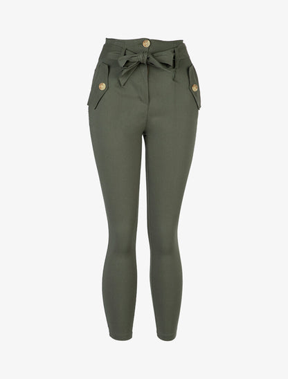 Pantalon 7/8 à taille empire - Kaki - 3