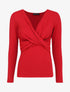 Pull fin à encolure cache-coeur effet drapé - Rouge - 1