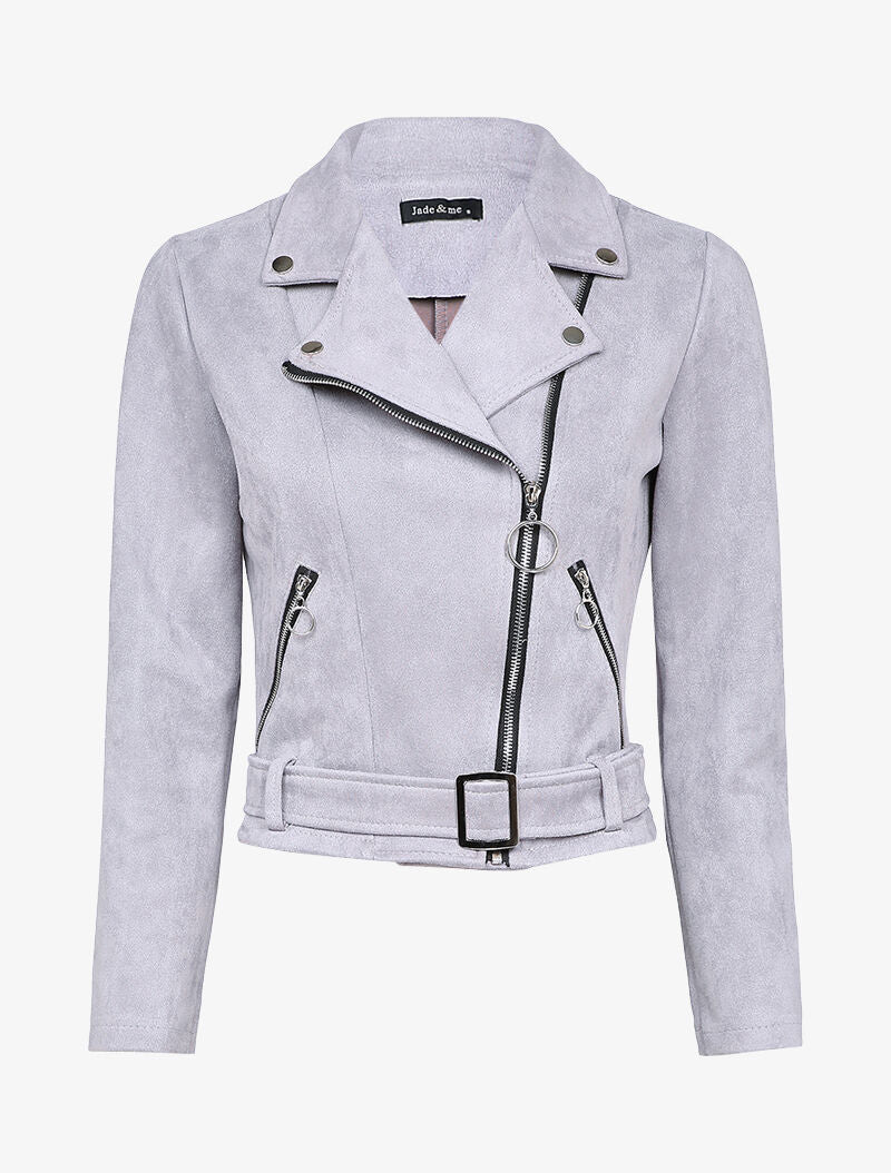 Perfecto en suédine à poches zippées décoratives - Gris clair - 3