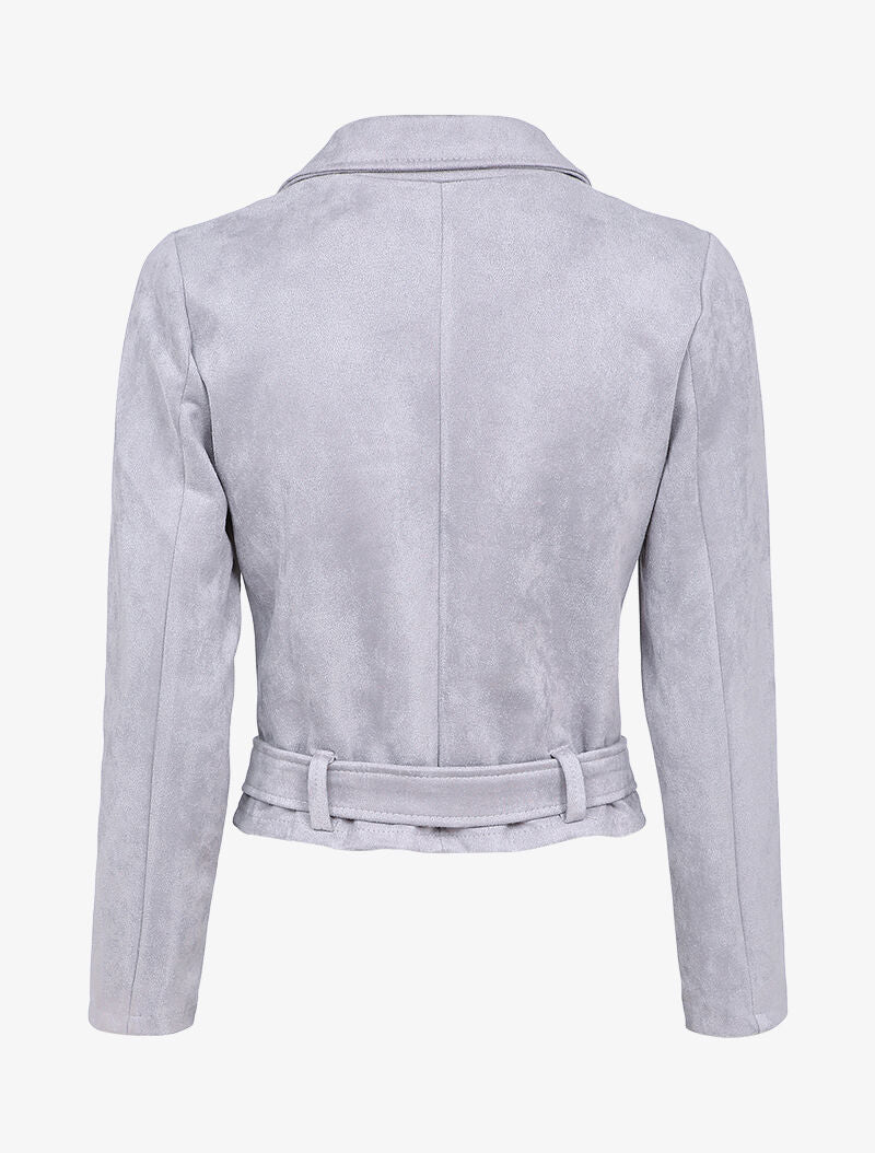 Perfecto en suédine à poches zippées décoratives - Gris clair - 2