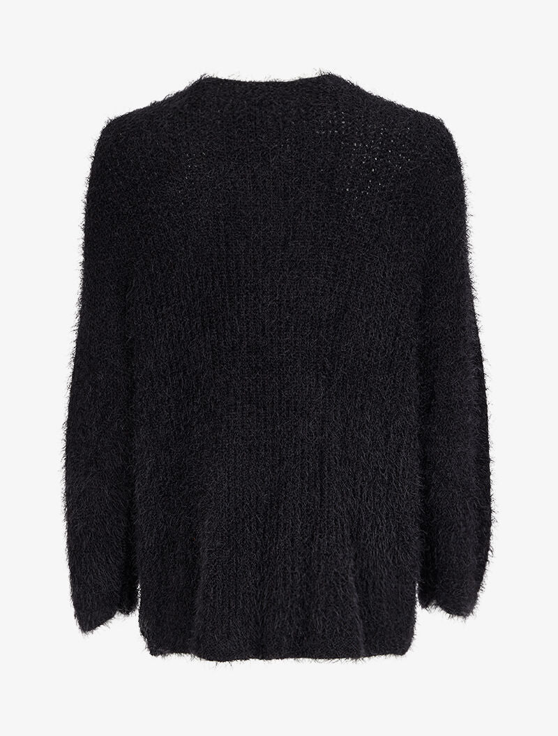 Gilet ouvert pelucheux - Noir - 2