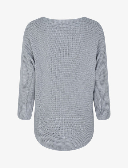 Pull loose irisé à bords arrondis - Gris clair - 2