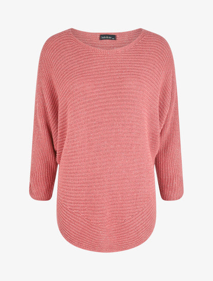 Pull loose irisé à bords arrondis - Rose foncé - 4