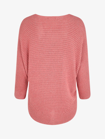 Pull loose irisé à bords arrondis - Rose foncé - 2