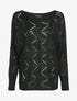 Pull loose en maille geométrique ajourée - Noir - 1