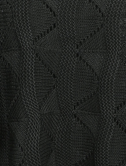 Pull loose en maille geométrique ajourée - Noir - 3