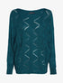 Pull loose en maille geométrique ajourée - Bleu canard - 1