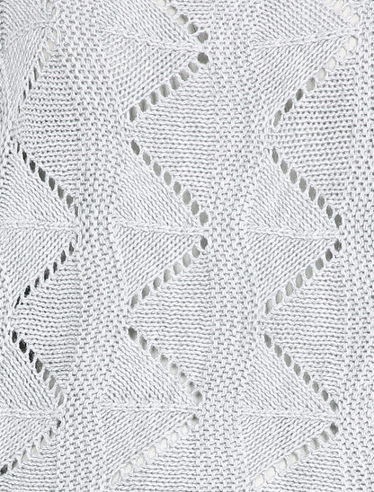 Pull loose en maille geométrique ajourée - Gris clair - 3