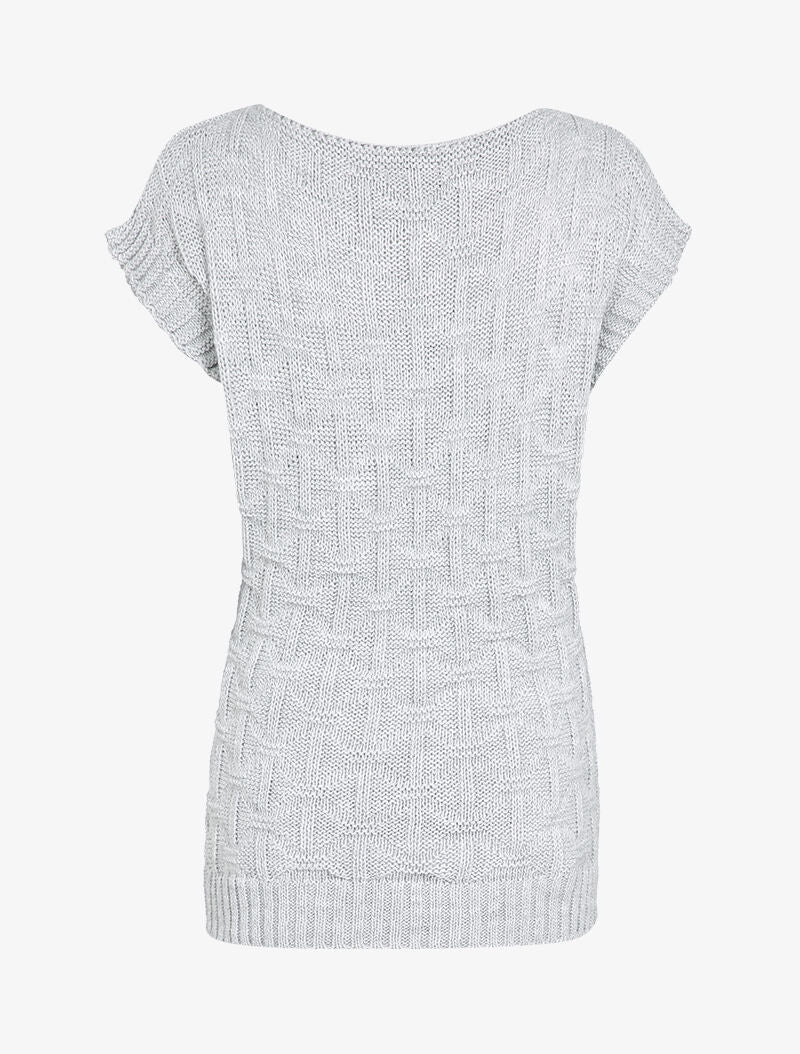 Pull sans manches en maille tressée - Gris clair - 2
