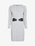 Robe pull en maille torsadée et taille côtelée - Gris chiné - 1