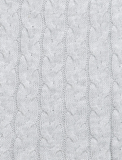 Robe pull en maille torsadée et taille côtelée - Gris chiné - 3