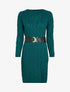 Robe pull en maille torsadée et taille côtelée - Bleu canard - 4