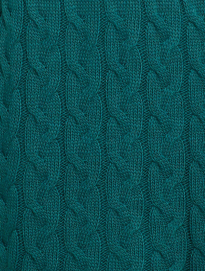 Robe pull en maille torsadée et taille côtelée - Bleu canard - 3