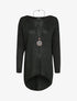 Pull loose à dos long et col bateau - Noir - 1