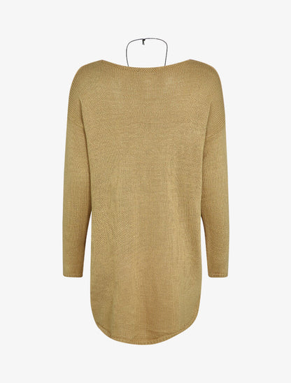 Pull loose à dos long et col bateau - Camel - 2