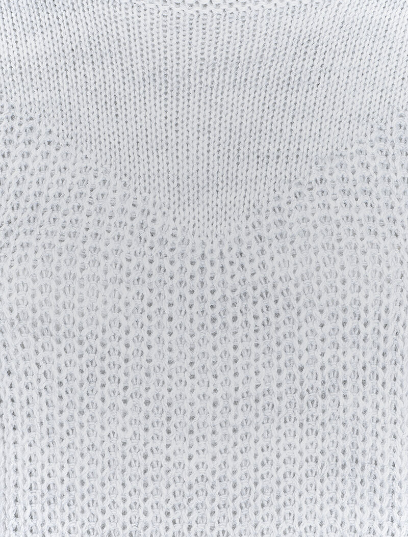 Pull loose en maille épaisse et fine - Gris chiné - 3