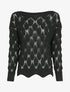 Pull oversize en maille crochet - Noir - 1