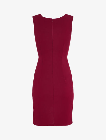 Robe ajustée à col tailleur et boutons décoratifs - Bordeaux - 2