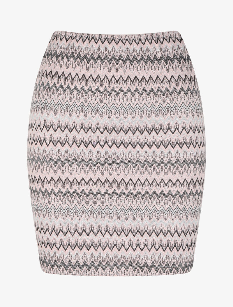 Jupe crayon irisée à imprimé graphique - Rose - 1