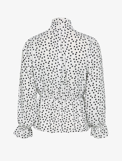 Blouse péplum à imprimé à pois - Blanc - 2