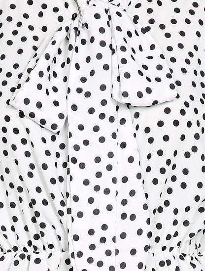 Blouse péplum à imprimé à pois - Blanc - 3