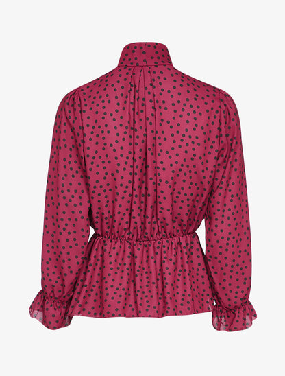 Blouse péplum à imprimé à pois - Bordeaux - 2