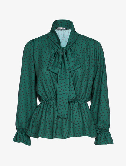 Blouse péplum à imprimé à pois - Vert - 1