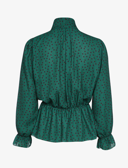 Blouse péplum à imprimé à pois - Vert - 2