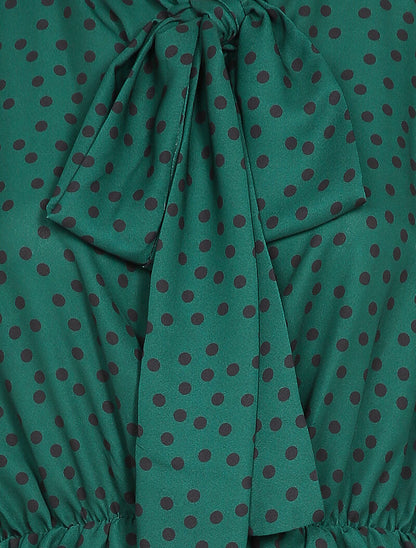 Blouse péplum à imprimé à pois - Vert - 3