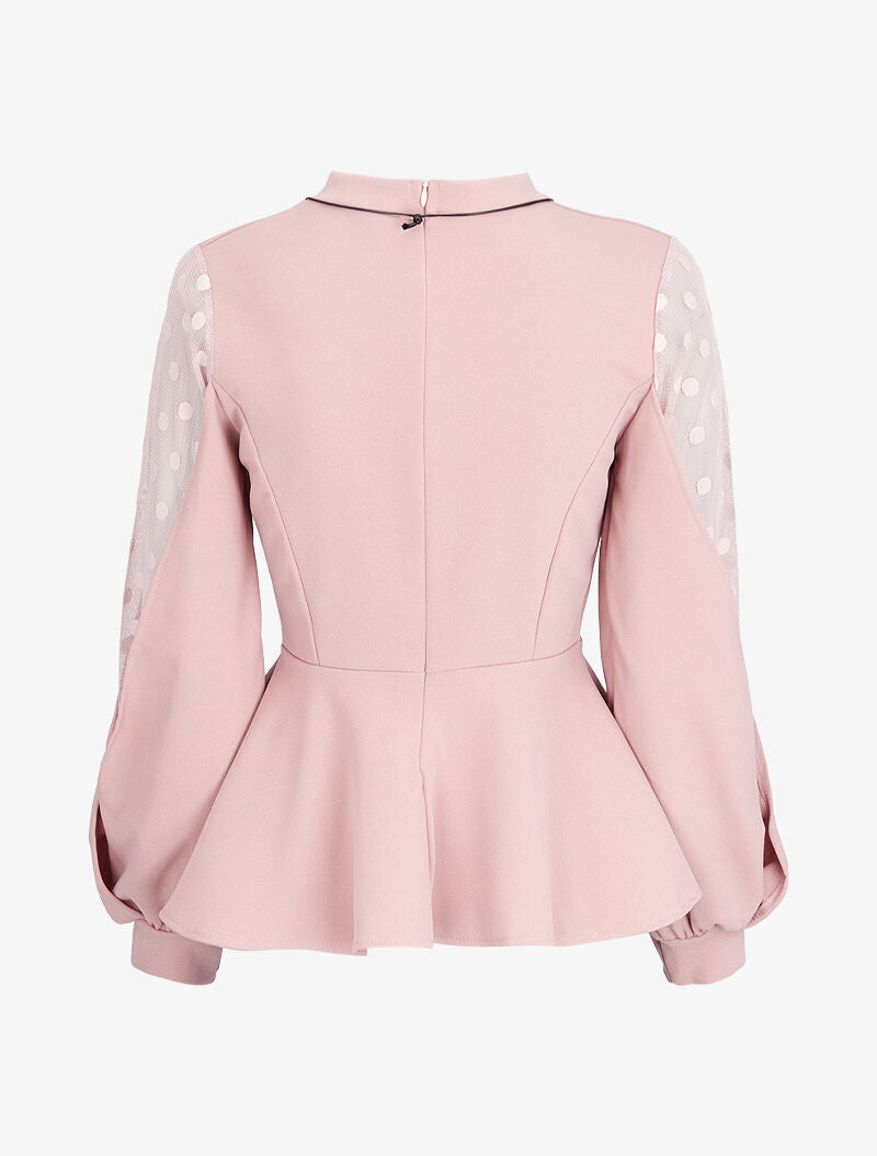 Top bi matière volanté - Rose - 2