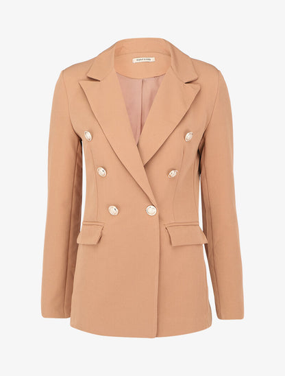 Blazer oversize croisé style officier - Camel - 4