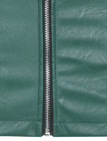 Mini jupe crayon à zip en simili - Vert sapin - 3