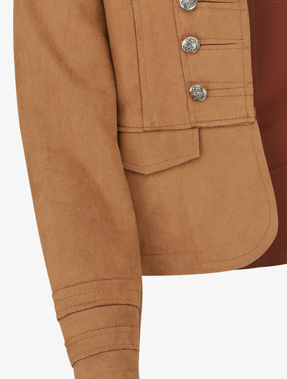 Veste courte en suédine style officier - Camel - 3