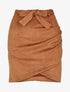 Jupe en suédine drapée style portefeuille - Camel - 1