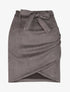 Jupe en suédine drapée style portefeuille - Gris foncé - 4