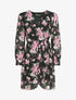 Robe portefeuille volantée à imprimé bouquet de roses - Noir - 4