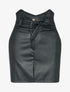 Jupe courte en simili à taille empire asymétrique - Noir - 4
