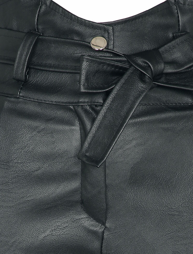 Jupe courte en simili à taille empire asymétrique - Noir - 3
