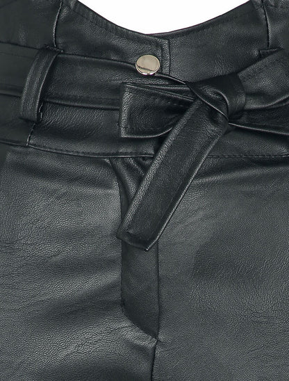 Jupe courte en simili à taille empire asymétrique - Noir - 3