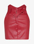 Jupe courte en simili à taille empire asymétrique - Rouge - 1