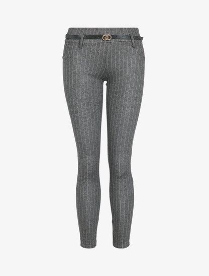 Pantalon slim à rayures - Gris foncé - 1