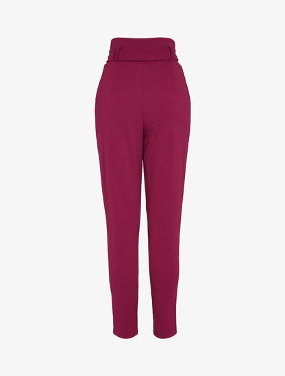 Pantalon carotte zippé à taille empire - Bordeaux - 2