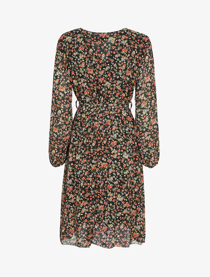 Robe patineuse à imprimé petites fleurs des champs - Noir - 2